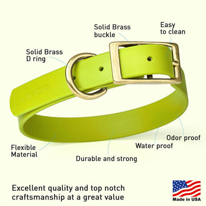 Viper Biothane Waterproof Dog Collar - Brass Hardware - Size XS (9" - 12")