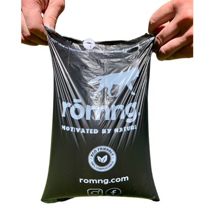 Compostable Dog Poop Bags + Bamboo Dispenser