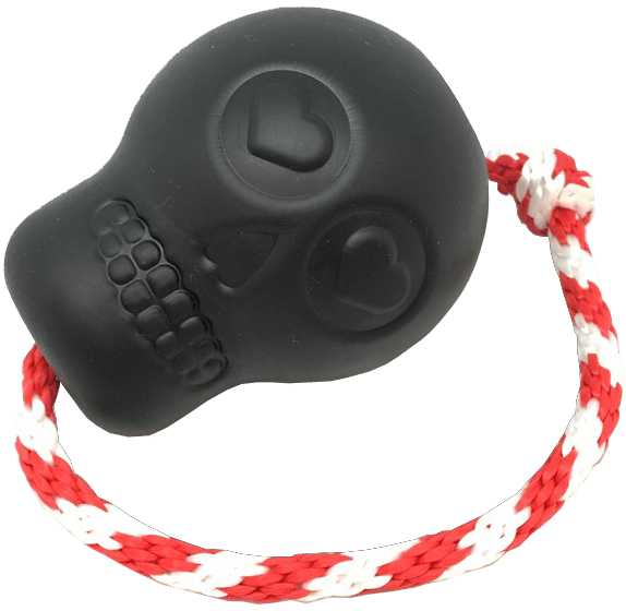 USA-K9 Magnum Skull Durable Rubber Chew Toy, Treat Dispenser, Reward Toy, Tug Toy, and Retrieving Toy - Black Magnum