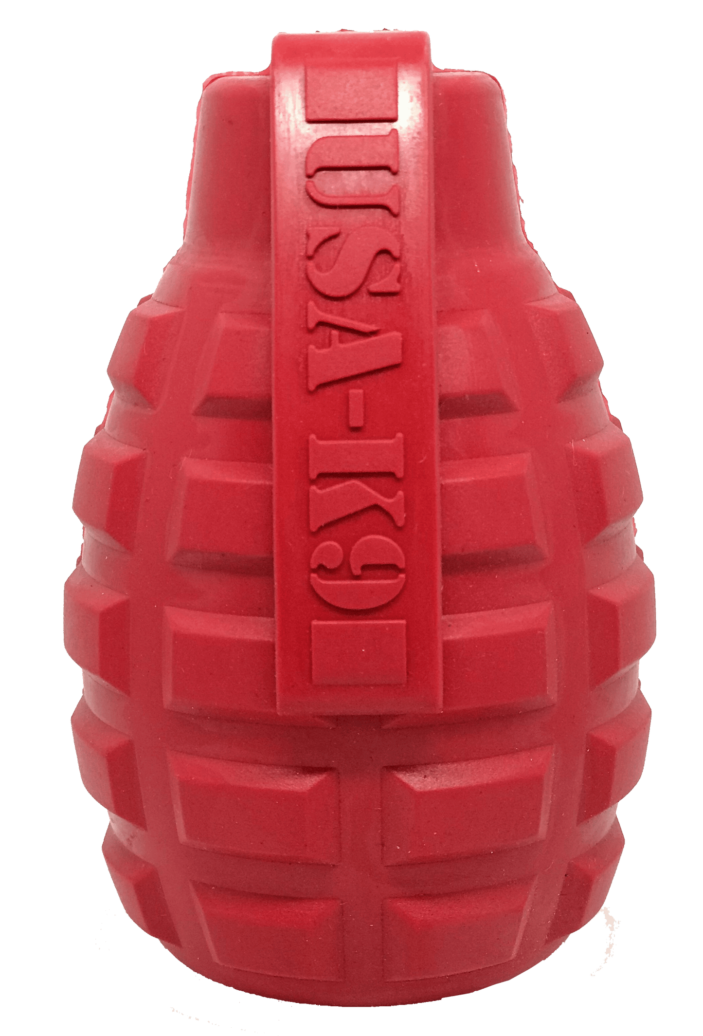 USA-K9 Grenade eDispenser Durable Rubber Chew Toy & Treat Dispenser - red