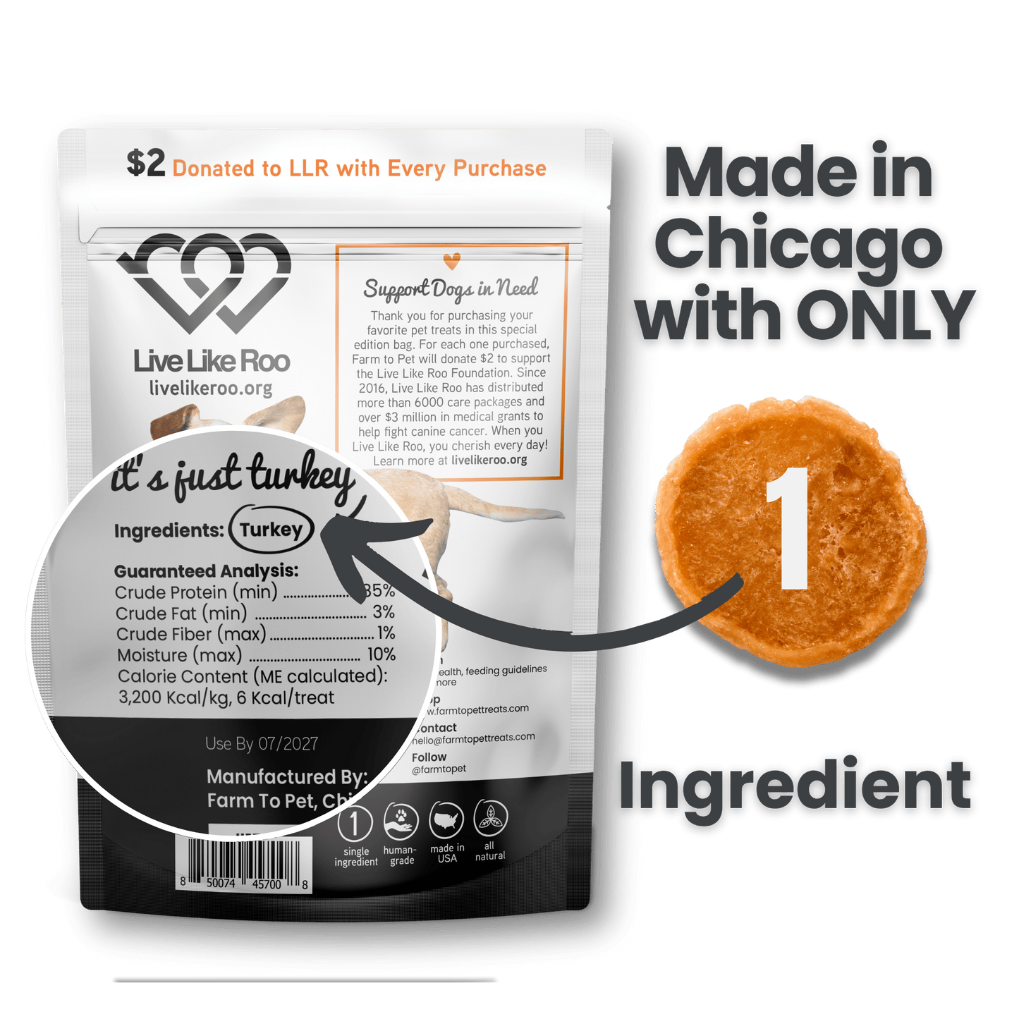 Live Like Roo Turkey Chips for Dogs | Dog Treats That Give Back